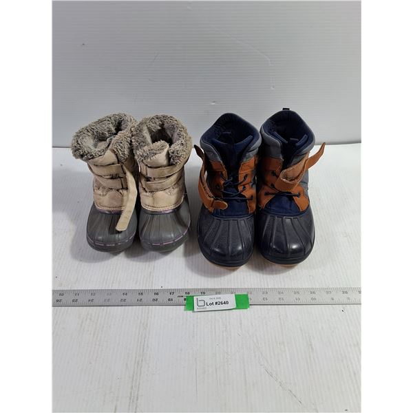 (2) Pairs of Children's Winter Boots - Sizes 6 & 1