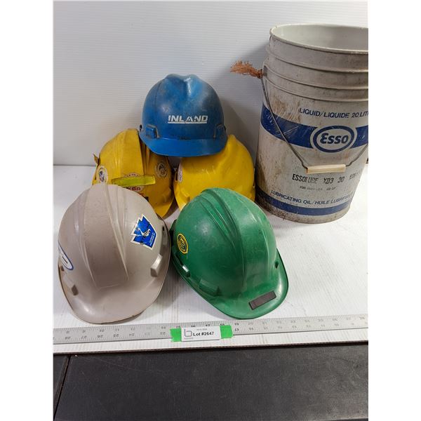 (5) Hard Hats - (1) Bucket - As Is, Pickup Only