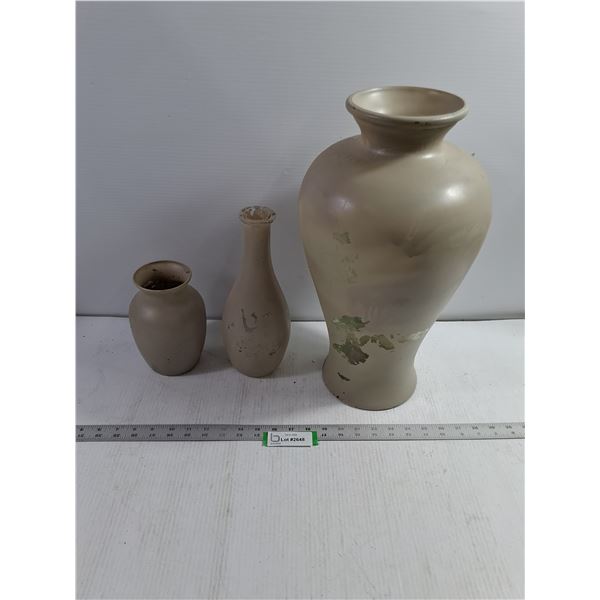 (3) Painted Glass Vases - As Is