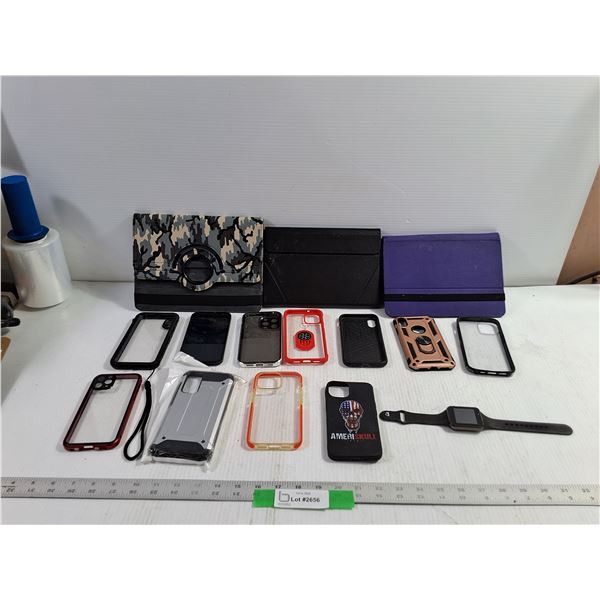 (3) Tablet Cases - (11) Phone Cases For Various Models - (1) Smart Watch - As Is
