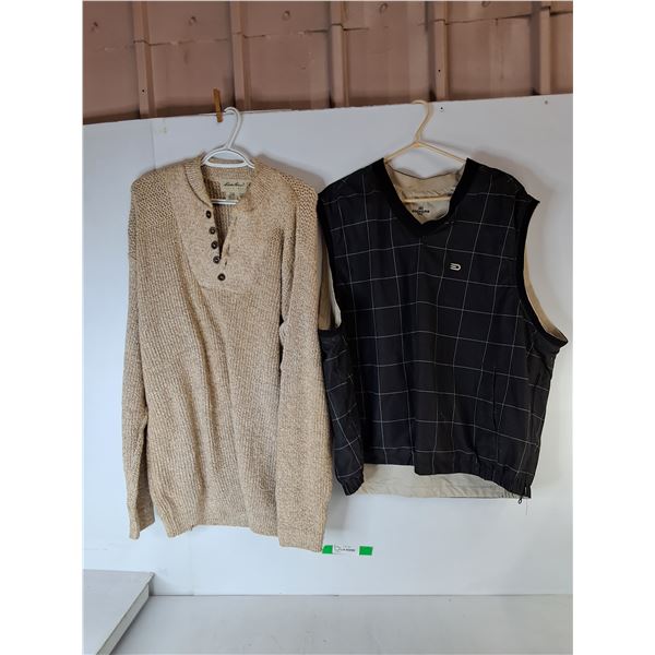 Men's Eddie Bauer Sweater & Reversible Golf Vest- Both Approx. L