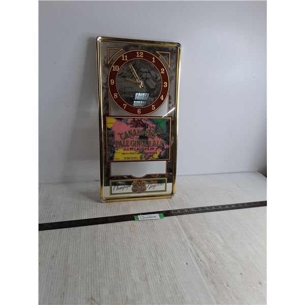 Vintage Mirrored "Canada Dry" Wall Clock - 10" x 19"