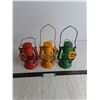 Image 1 : (3) BES "Winged Wheel" Mini Oil Lanterns - All Appear Unused
