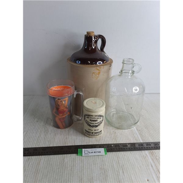 Stoneware & Glass Jugs, Snap-On Mug, Scottish Marmalade Jar - Pickup Preferred