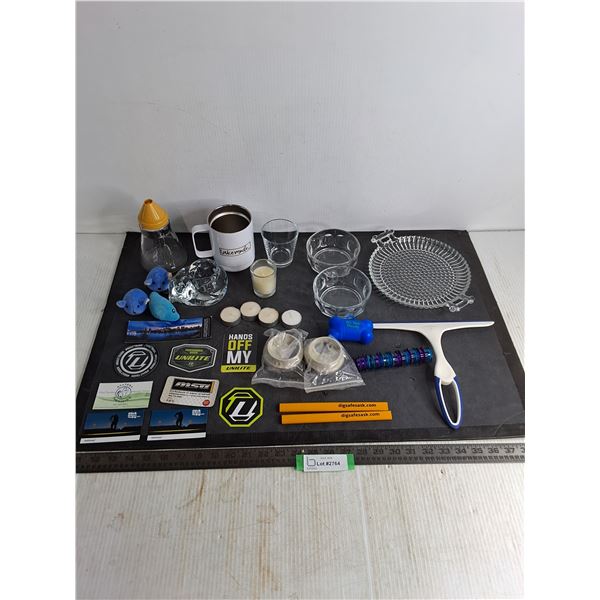 Votive Candles, Drinkware, Magnets, Stickers, Squeegee, Glass Server Plate, Misc.
