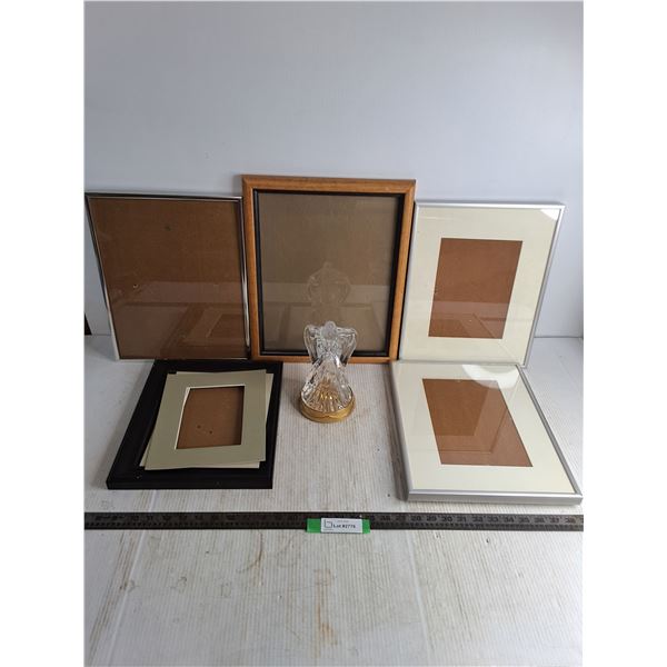 (5) Picture Frames - Largest 16" x 13", Glass Angel Ornament
