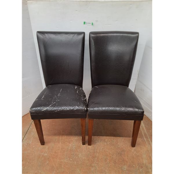* (2) Armless High Back Dining Chairs - 39" High x 19" Wide - PU Only