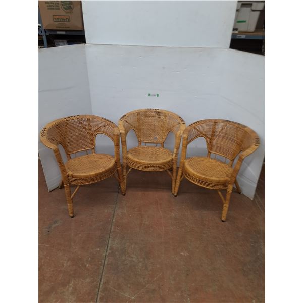 * (3) Wicker Stackable Tub Chairs - 27" High - Cannot Ship