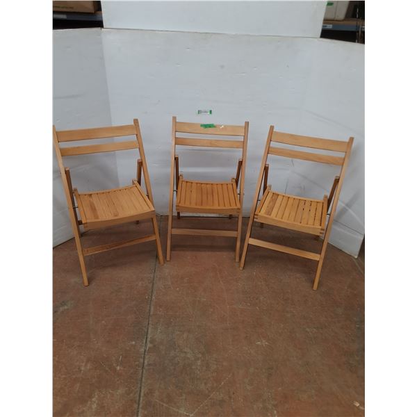 * (3) Wooden Folding Chairs - Cannot Ship