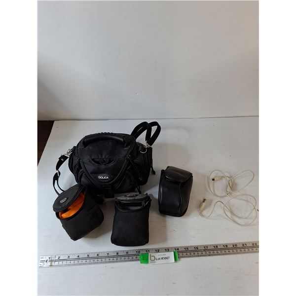 (4) Camera Carry Bags, Police, Pentax, LowePro, Charging Cord Untested As-Is