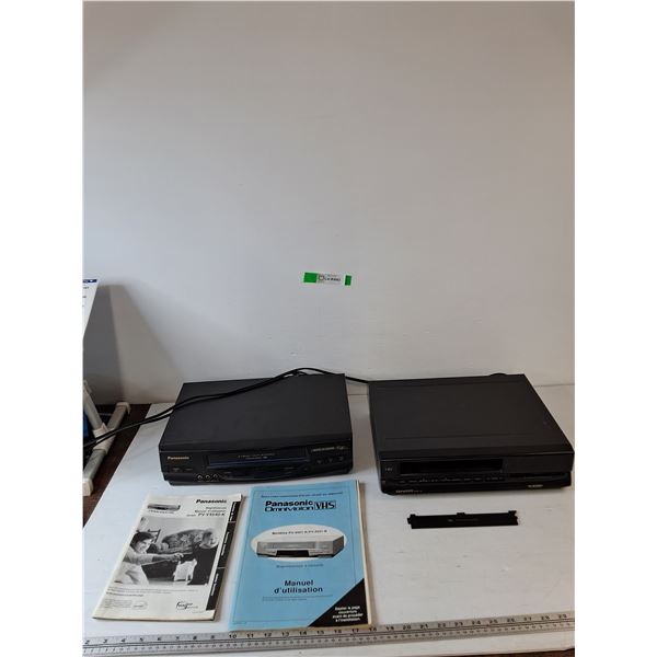 (2) VCR VHS Players, Panasonic with Manuals, Genexxa Both Power On As-Is