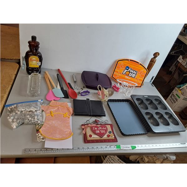 Glass Kahlua Bottle, Tablet Case, Spatulas, Misc.