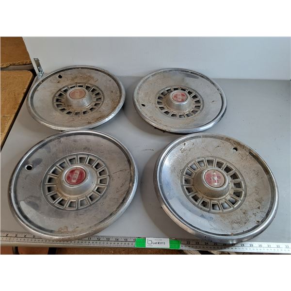 (4) Vintage Metal Hubcaps 15.25"