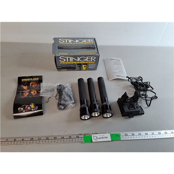 (3) Stinger Rechargeable Flashlights, & Charger