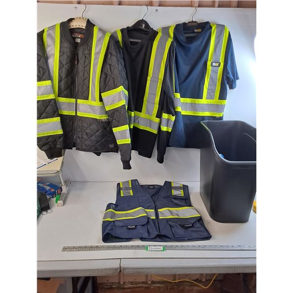 3 High-Vis Tops - Size L - Vest is Size M - Plastic Garbage Bin, PU Preferred
