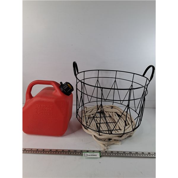 Empty Jerry Can, Metal Storage Basket w/ Rope Base, Pickup Only