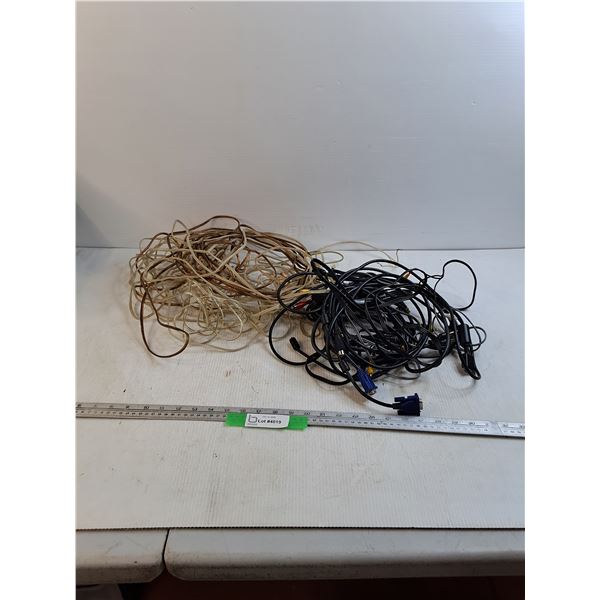 Assorted Cables & Wires of Various Lengths & Types - As Is