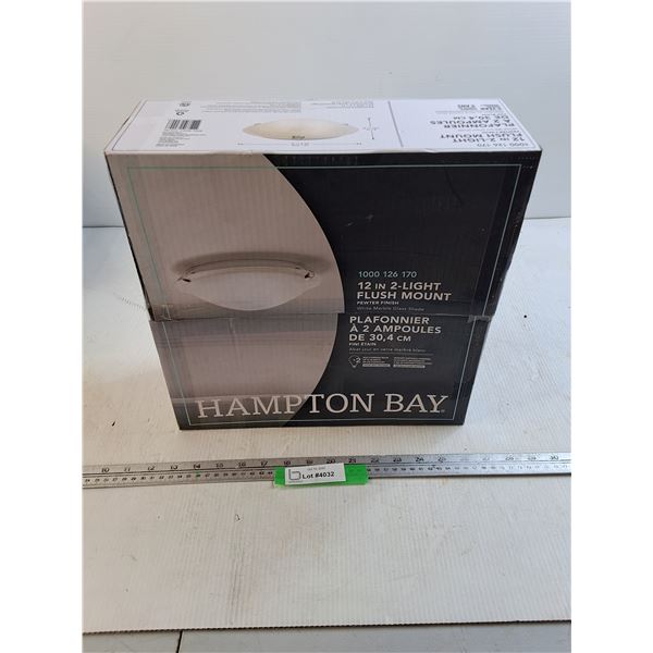 Hampton Bay 12  2-Light Flush Mount Light Fixture - New Old Stock