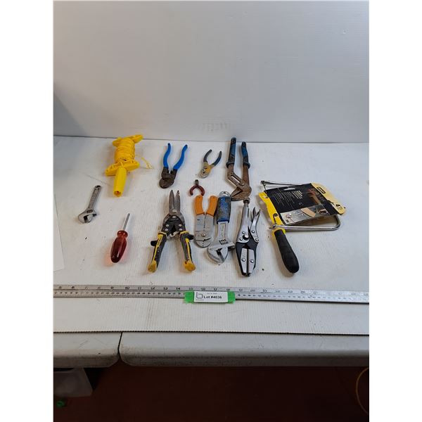 Assorted Hand Tools & Spool of Rope - Unknown Length - As Is