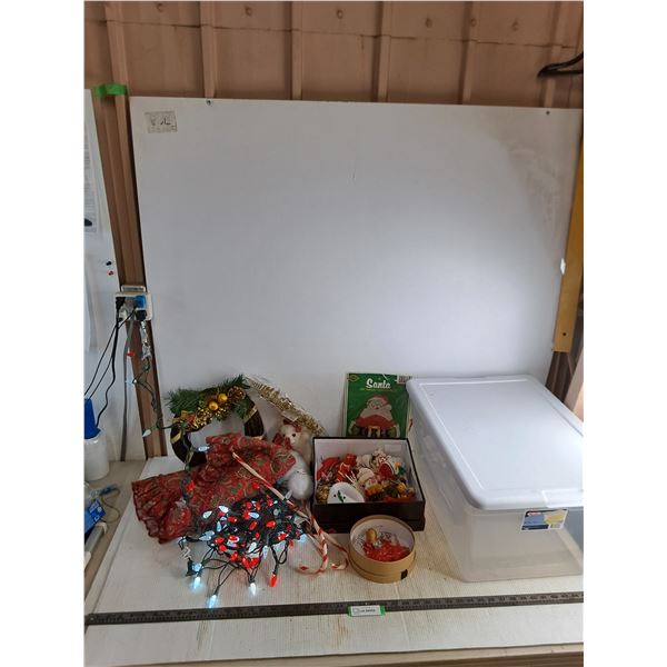 Assorted Christmas Decor, Working String Lights, Storage Tote - Cannot Ship