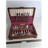 Image 1 : Vintage Stainless Steel & Silver Plated Cutlery, Wooden Storage Box - 17x12x4"