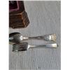 Image 2 : Vintage Stainless Steel & Silver Plated Cutlery, Wooden Storage Box - 17x12x4"