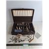 Image 1 : Vintage Stainless Steel & Silver Plated Cutlery, Wooden Storage Box - 17x12x4"