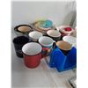 Image 2 : Large Quantity of Coffee Mugs, Kitchenware, Playing Cards, Storage Tote, Misc.