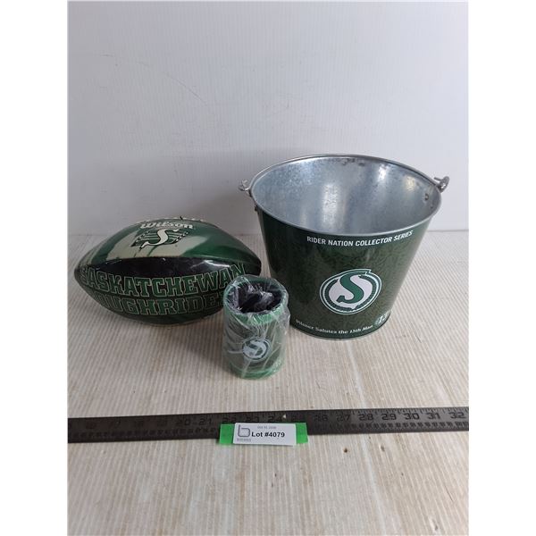 Saskatchewan Roughriders Ice Bucket, Football, Bottle Cozy