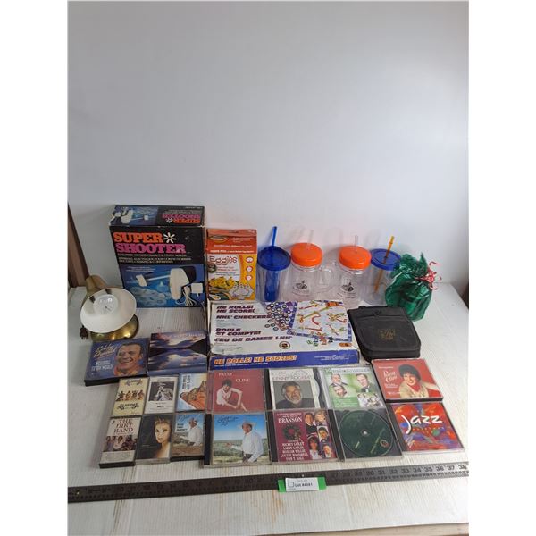 Desk Lamp - Working, Super Shooter, Eggies, Travel Mugs, NHL Board Game, Cassettes, CD's, Misc.