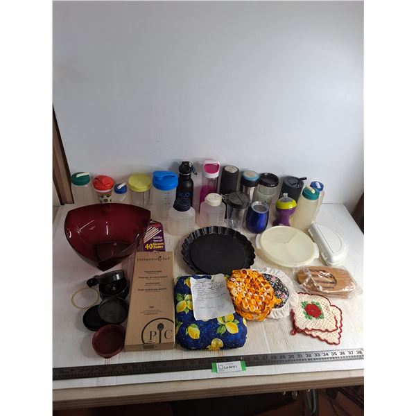 Assorted Kitchenware & Travel Bottles