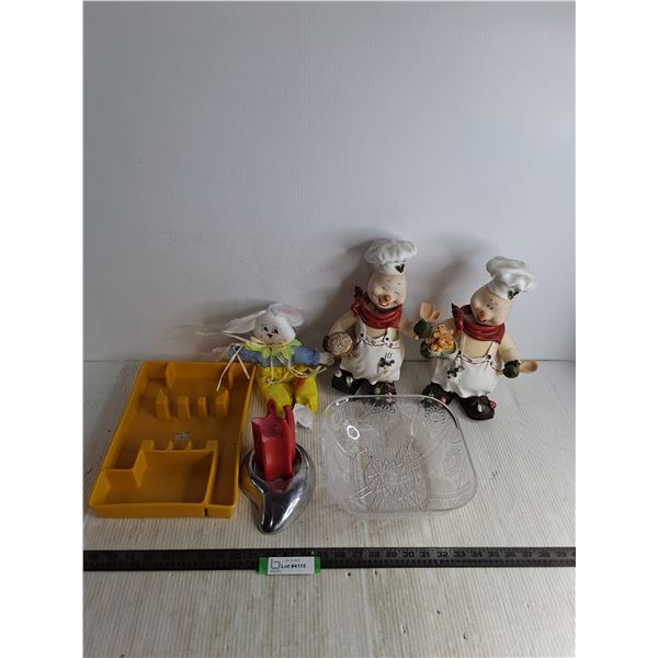 Easter & Kitchen Decor, Cutlery Tray, Candle, Plastic Bowl