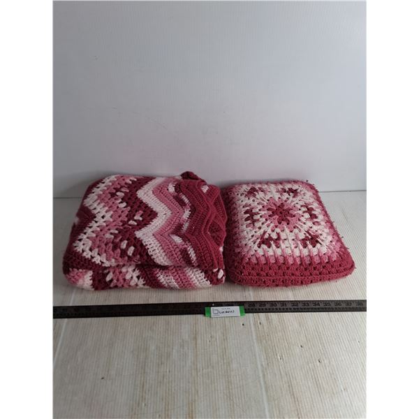 Crocheted Blanket (5' x 4') & Pillow Set