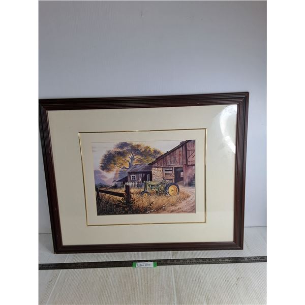 * Wood Framed John Deere Print  Wall Decor - 31" x 25" - Cannot Ship