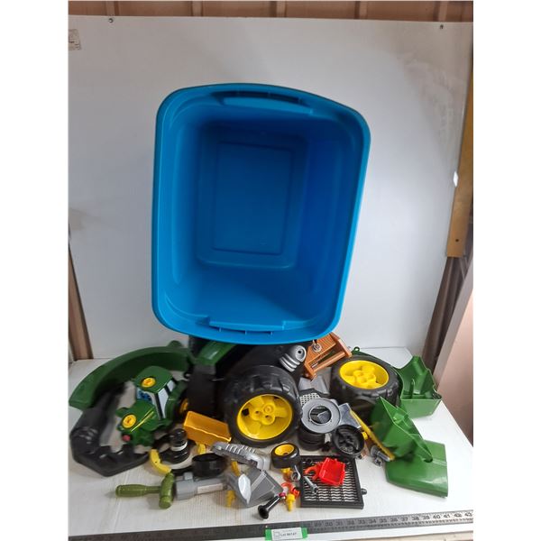 Toy Plastic John Deere Parts - Possible 2 or 3 Toys, Storage Bin - Cannot Ship