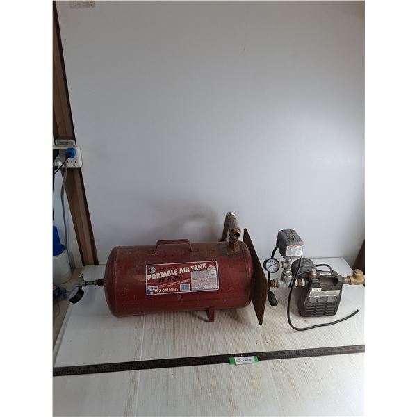 Portable 7 Gallon Air Tank, Wayne 1/2 HP Utility Pump - Both Untested, As is - Cannot Ship