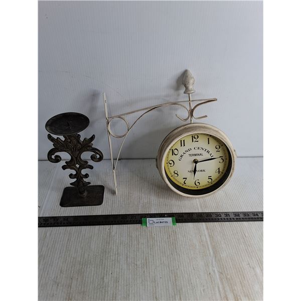 Vintage Retro Double Sided  Grand Central  Station Clock, Metal 10  Candle Holder