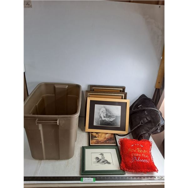 (5) Framed Prints & Photos - Largest 17x14 , Foxy Jeans Shoulder Bag, Storage Bin - Cannot Ship