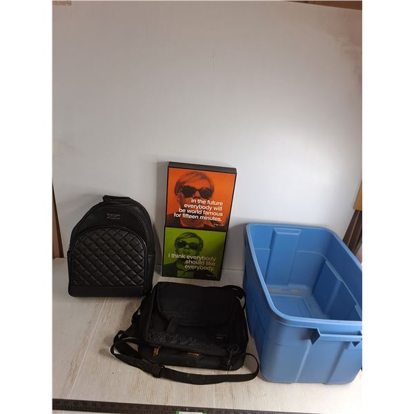 (2) Framed 11  x 11  Andy Warhol Expressions, Fashion Backpack, Pet Gear Tote, Storage Bin - PU Only