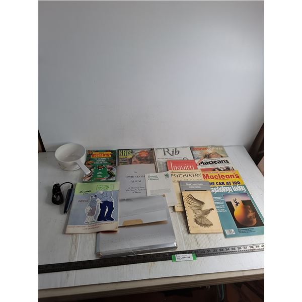 Ceramic Stove Top Dish, USB Pen, Assorted Magazines & Papers