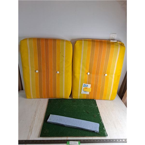 (2) Outdoor 26  x 20   Seat Cushions, Landscape Diorama Board - 21  x 18 