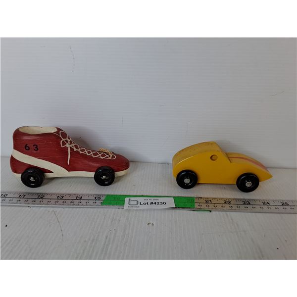 (2) Handmade Wooden Toy Cars up to 7 
