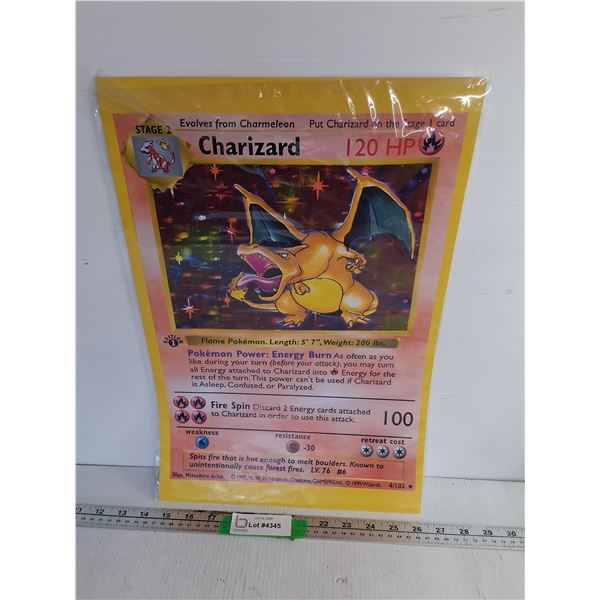 Oversized Replica Charizard Pokemon Card 17.75  x 12 
