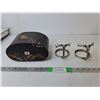 Image 1 : (2) Metal Deer Style Napkin Rings & Wooden Peacock Musical Jewelry Box- Working