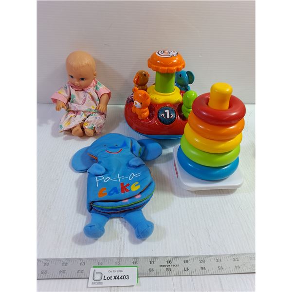 Kids Toys - Musical Carousel (Working), Stacking Rings, Cloth Book, Doll