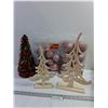 Image 1 : Christmas Decor - Ornaments, Wooden Trees, Tinsel Tree
