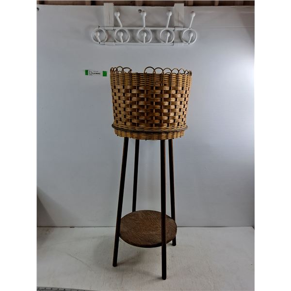 Plastic Door Hanger Hooks - Table w/ Attached Wicker Basket -11.5x32x9.5- As Is, Pickup Only