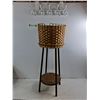 Image 1 : Plastic Door Hanger Hooks - Table w/ Attached Wicker Basket -11.5x32x9.5- As Is, Pickup Only