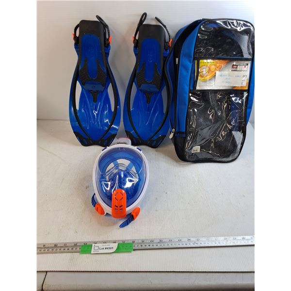 U.S. Divers Adult Scuba Full Mask & Flippers - Flippers Size 4.5-8.5 - As Is