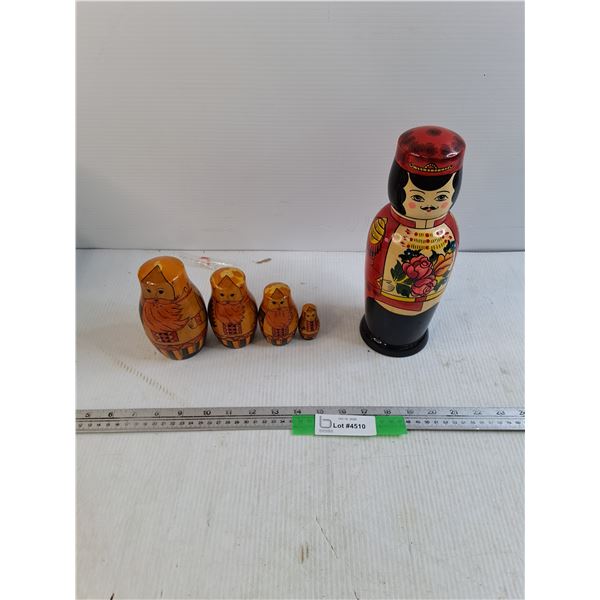 (2) Russian Nesting Dolls Made in Russia - ONLY (1) IS COMPLETE - As Is